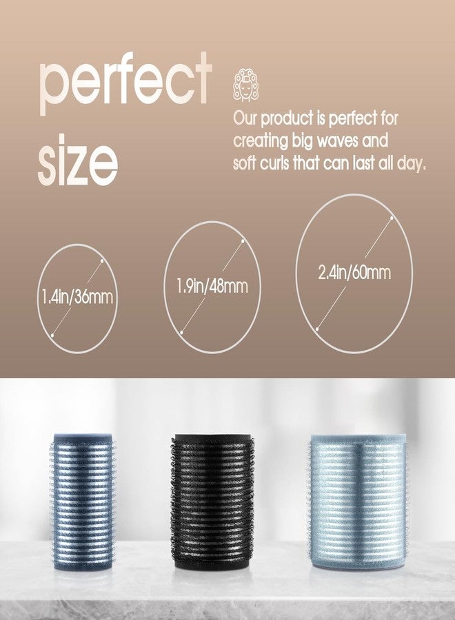 xnicx New Packaging-18 Pcs Thermal Ceramic Hair Rollers,Self Grip Jumbo Heatless Rollers Curlers for Women,Heatless Curlers for Blowout Volume,for Long Short Hair (Blue Black Gray) - Image 2
